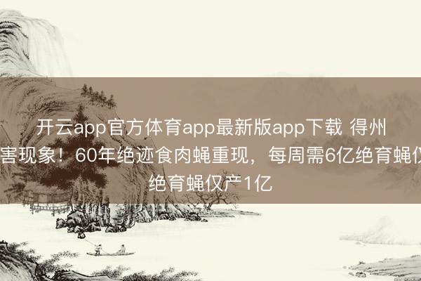 开云app官方体育app最新版app下载 得州晓谕祸害现象！60年绝迹食肉蝇重现，每周需6亿绝育蝇仅产1亿