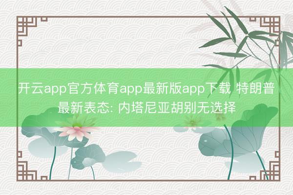 开云app官方体育app最新版app下载 特朗普最新表态: 内塔尼亚胡别无选择