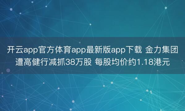 开云app官方体育app最新版app下载 金力集团遭高健行减抓38万股 每股均价约1.18港元
