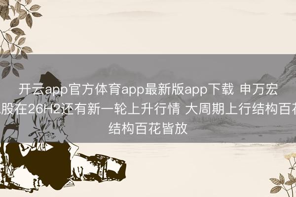 开云app官方体育app最新版app下载 申万宏源：A股在26H2还有新一轮上升行情 大周期上行结构百花皆放
