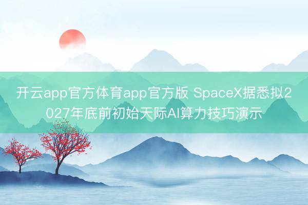 开云app官方体育app官方版 SpaceX据悉拟2027年底前初始天际AI算力技巧演示