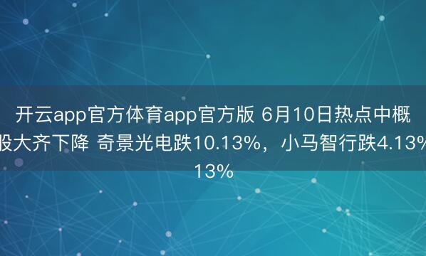 开云app官方体育app官方版 6月10日热点中概股大齐下降 奇景光电跌10.13%，小马智行跌4.13%