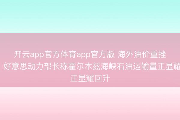 开云app官方体育app官方版 海外油价重挫5%！好意思动力部长称霍尔木兹海峡石油运输量正显耀回升