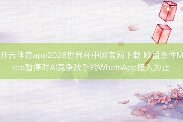 开云体育app2026世界杯中国官网下载 欧盟条件Meta暂停对AI竞争敌手的WhatsApp接入为止