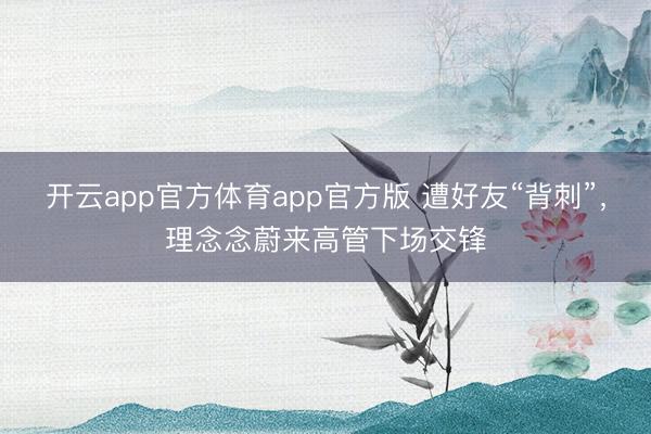开云app官方体育app官方版 遭好友“背刺”，理念念蔚来高管下场交锋