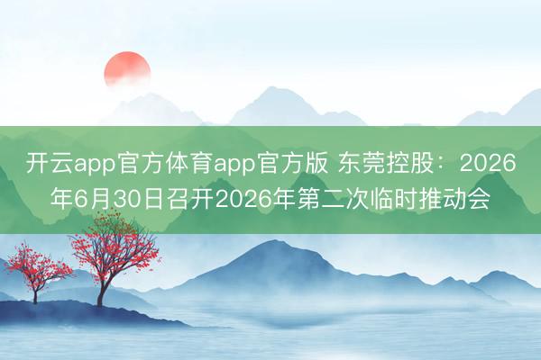 开云app官方体育app官方版 东莞控股：2026年6月30日召开2026年第二次临时推动会
