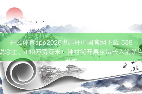 开云体育app2026世界杯中国官网下载 538东说念主、449万宽泛米！钟村街开展全域长入消杀当作
